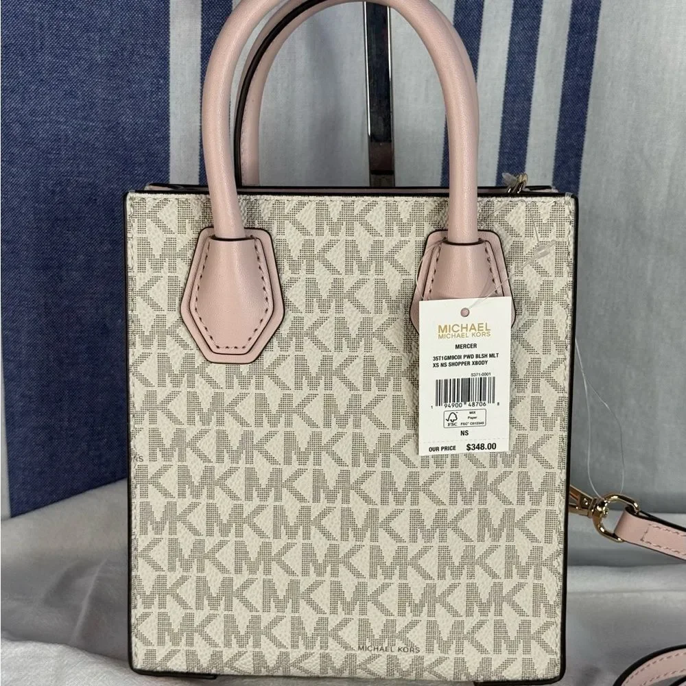 Michael Kors Mercer Extra-Small Logo & Leather Crossbody Bag, MSRP $348, NWT